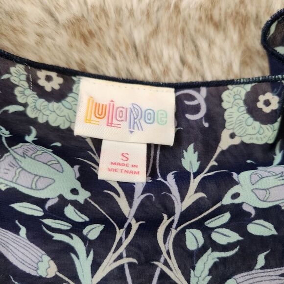 Lularoe‎ Monroe Kimono with Fringe Floral Print Blue and Teal Size Small - Picture 3 of 9